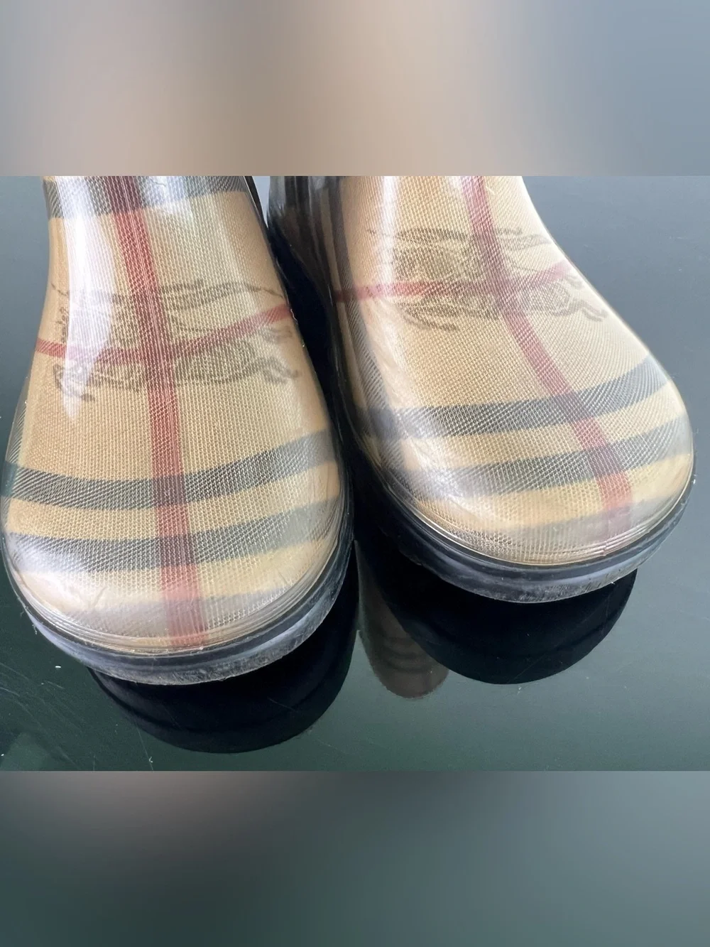Burberry Kids Nova Check Rubber Rain boots, Size 9-10 US or 27-28 EU